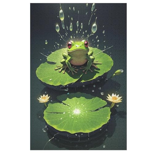 Holzpuzzles 1000 Teile Frosch -Puzzle Für Jungen Und Mädchen, Schwierigkeitsgrad, Lernspiele, Familienspielzeug （78×53cm） von DDGAAGG