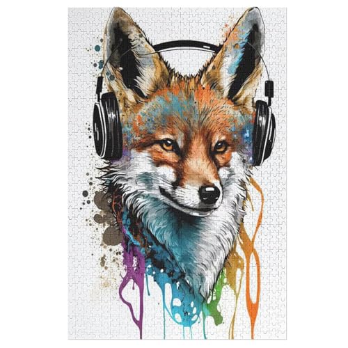 Holzpuzzles 1000 Teile Fuchs -Puzzle Für Jungen Und Mädchen, Schwierigkeitsgrad, Lernspiele, Familienspielzeug （78×53cm） von DDGAAGG