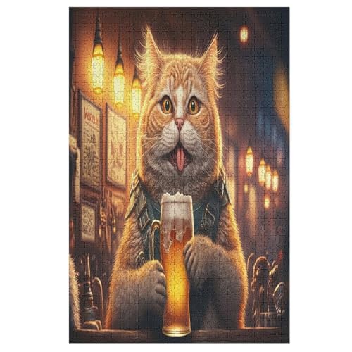 Holzpuzzles 1000 Teile Katze -Puzzle Für Jungen Und Mädchen, Schwierigkeitsgrad, Lernspiele, Familienspielzeug （78×53cm） von DDGAAGG