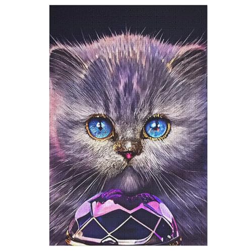 Holzpuzzles 1000 Teile Katze -Puzzle Für Jungen Und Mädchen, Schwierigkeitsgrad, Lernspiele, Familienspielzeug （78×53cm） von DDGAAGG