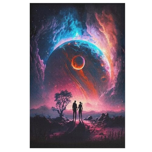 Holzpuzzles 1000 Teile Kosmische Liebe -Puzzle Für Jungen Und Mädchen, Schwierigkeitsgrad, Lernspiele, Familienspielzeug （78×53cm） von DDGAAGG