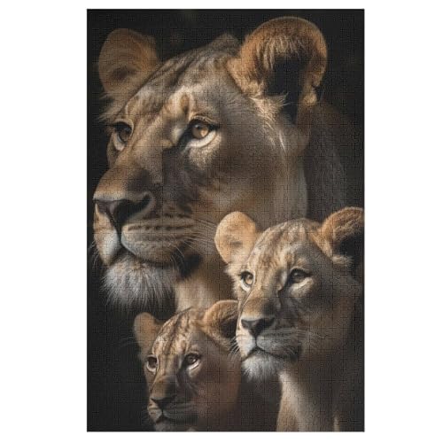 Holzpuzzles 1000 Teile Löwe -Puzzle Für Jungen Und Mädchen, Schwierigkeitsgrad, Lernspiele, Familienspielzeug （78×53cm） von DDGAAGG