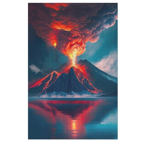 Holzpuzzles 1000 Teile Vulkan -Puzzle Für Jungen Und Mädchen, Schwierigkeitsgrad, Lernspiele, Familienspielzeug （78×53cm） von DDGAAGG