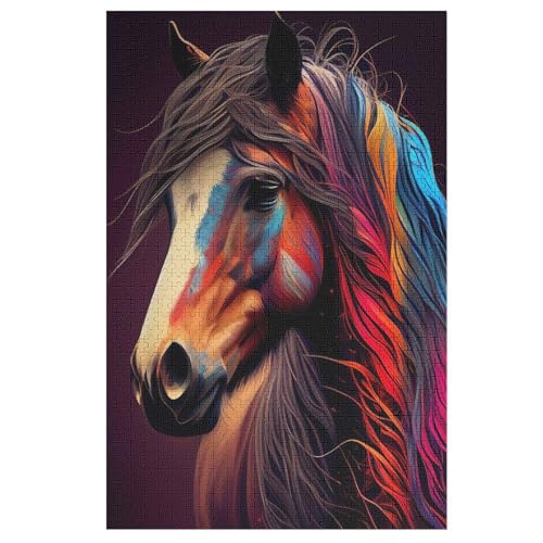 Horse Holzpuzzle 1000 Teile Klassische Puzzles Erwachsene Kinder Puzzle DIY Kit Holzspielzeug Einzigartiges Geschenk （78×53cm） von DDGAAGG