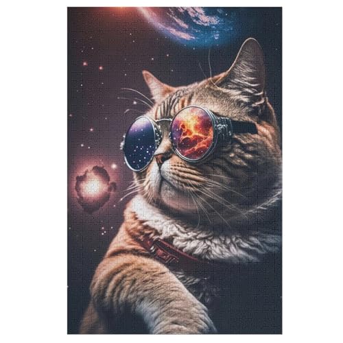 Katze Holzpuzzle 1000 Teile Klassische Puzzles Erwachsene Kinder Puzzle DIY Kit Holzspielzeug Einzigartiges Geschenk （78×53cm） von DDGAAGG