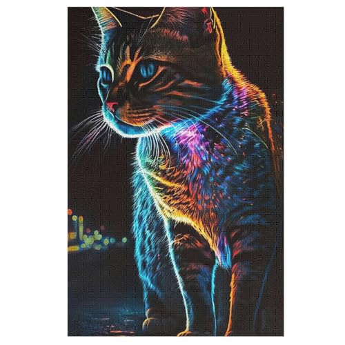 Katze Puzzle 1000 Teile, Holzpuzzle Herausforderndes Geschicklichkeitsspiel Für Die Ganze Familie, Kinder Erwachsenenpuzzle Ab 12 Jahren （78×53cm） von DDGAAGG
