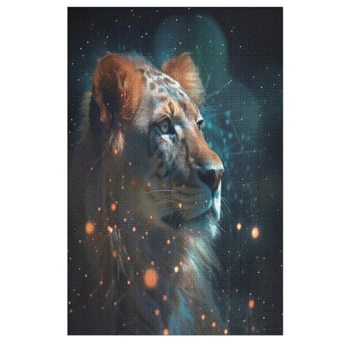Löwe Holzpuzzle 1000 Teile, Knobelspiele Für Erwachsene, Teenager, Puzzles Unmögliche - Kinder Puzzle Zimmer Deko （78×53cm） von DDGAAGG