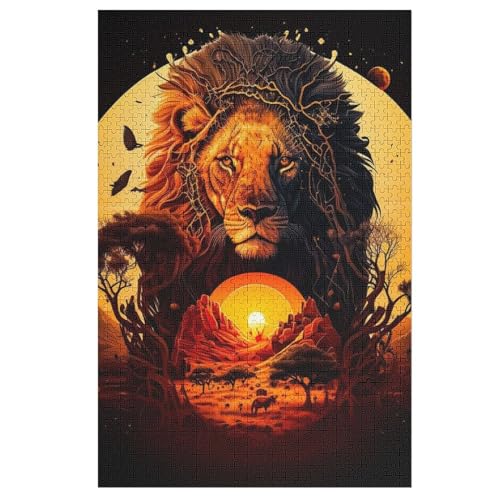 Löwe Holzpuzzle 1000 Teile Klassische Puzzles Erwachsene Kinder Puzzle DIY Kit Holzspielzeug Einzigartiges Geschenk （78×53cm） von DDGAAGG