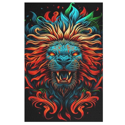 Löwe Holzpuzzle 1000 Teile Klassische Puzzles Erwachsene Kinder Puzzle DIY Kit Holzspielzeug Einzigartiges Geschenk （78×53cm） von DDGAAGG