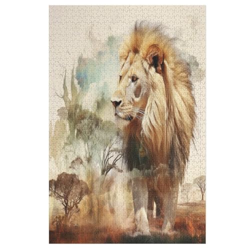 Löwe Holzpuzzle 1000 Teile Klassische Puzzles Erwachsene Kinder Puzzle DIY Kit Holzspielzeug Einzigartiges Geschenk 1000 PCS von DDGAAGG