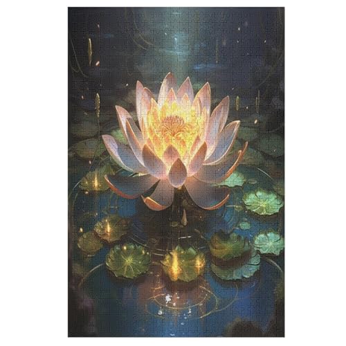 Lotus Holzpuzzle 1000 Teile Klassische Puzzles Erwachsene Kinder Puzzle DIY Kit Holzspielzeug Einzigartiges Geschenk 1000 PCS von DDGAAGG