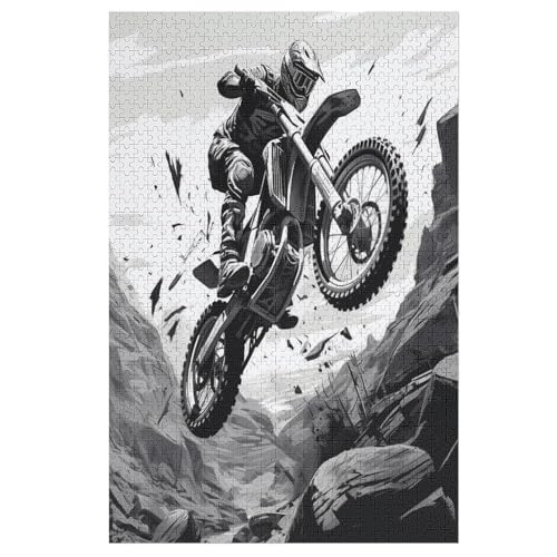 Motocross Puzzle 1000 Teile, Holzpuzzle Herausforderndes Geschicklichkeitsspiel Für Die Ganze Familie, Kinder Erwachsenenpuzzle Ab 12 Jahren （78×53cm） von DDGAAGG