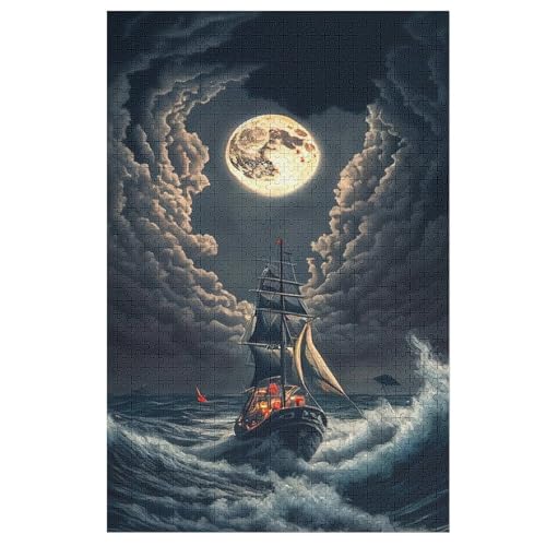 Pirate Ship,Boot-Puzzlespiel Aus Holz, 1000 Puzzleteile, Puzzle Für Teenager Und Erwachsene, Kreatives Spielzeug, Puzzles, （78×53cm） von DDGAAGG