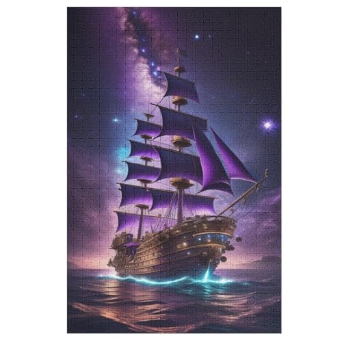 Piratenschiff,Boat Holzpuzzle 1000 Teile Klassische Puzzles Erwachsene Kinder Puzzle DIY Kit Holzspielzeug Einzigartiges Geschenk （78×53cm） von DDGAAGG