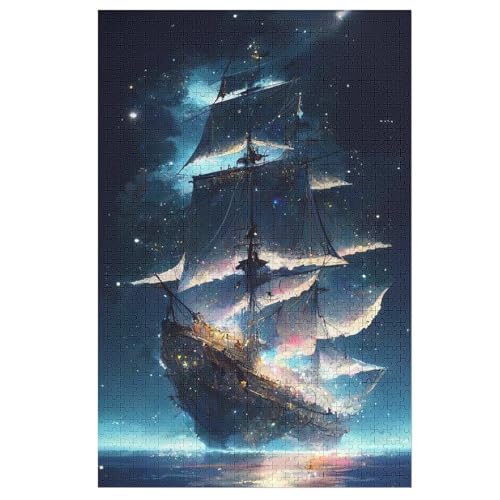 Piratenschiff,Boat Puzzle 1000 Teile, Holzpuzzle Herausforderndes Geschicklichkeitsspiel Für Die Ganze Familie, Kinder Erwachsenenpuzzle Ab 12 Jahren （78×53cm） von DDGAAGG