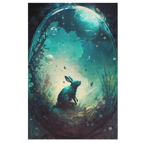 Puzzle Kaninchen, 1000 Puzzleteile Für Kinder, Holzpuzzles, Geeignet Für Erwachsene Lernspiel, （78×53cm） von DDGAAGG