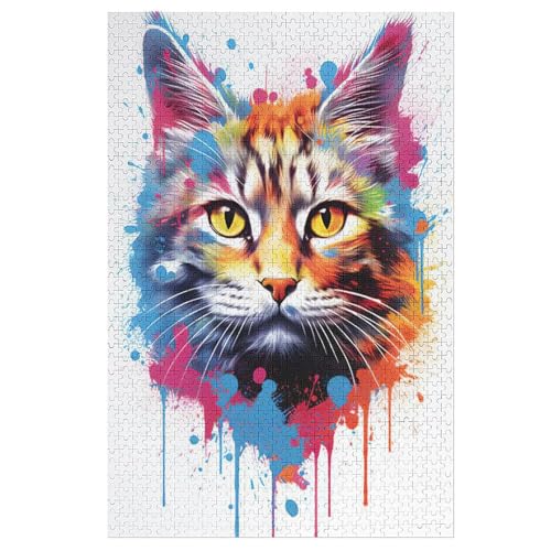 Puzzle Katze, 1000 Puzzleteile Für Kinder, Holzpuzzles, Geeignet Für Erwachsene Lernspiel, （78×53cm） von DDGAAGG