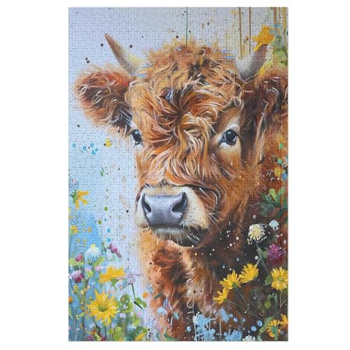 Puzzle Kuh, 1000 Puzzleteile Für Kinder, Holzpuzzles, Geeignet Für Erwachsene Lernspiel, （78×53cm） von DDGAAGG