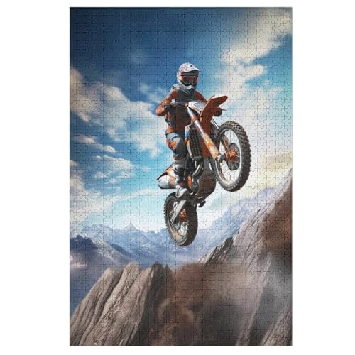 Puzzle Motocross, 1000 Puzzleteile Für Kinder, Holzpuzzles, Geeignet Für Erwachsene Lernspiel, （78×53cm） von DDGAAGG