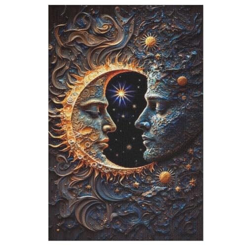 Puzzle Sonne and Moon, 1000 Puzzleteile Für Kinder, Holzpuzzles, Geeignet Für Erwachsene Lernspiel, （78×53cm） von DDGAAGG
