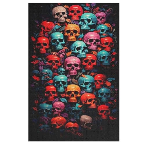 Puzzle Totenkopf, 1000 Puzzleteile Für Kinder, Holzpuzzles, Geeignet Für Erwachsene Lernspiel, 1000 PCS von DDGAAGG