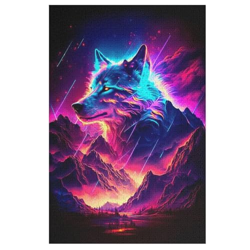 Puzzle Wolf, 1000 Puzzleteile Für Kinder, Holzpuzzles, Geeignet Für Erwachsene Lernspiel, （78×53cm） von DDGAAGG