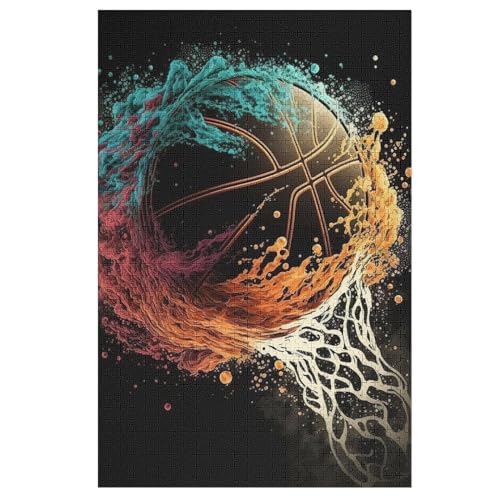 Puzzles Basketball Sport, 1000 Teile, Puzzle Aus Holz Für Erwachsene Und Kinder Ab 12 Jahren, Lernspielzeug （78×53cm） von DDGAAGG