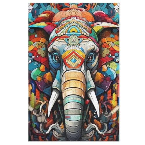 Puzzles Elefant, 1000 Teile, Puzzle Aus Holz Für Erwachsene Und Kinder Ab 12 Jahren, Lernspielzeug （78×53cm） von DDGAAGG