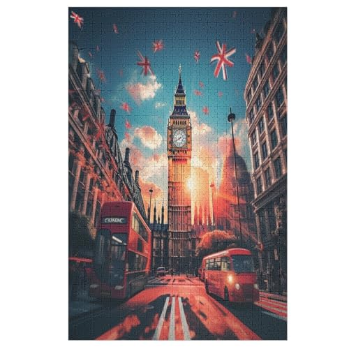 Puzzles Für Erwachsene, 1000 Teile, Londoner Stadtbild, Kreative Holzpuzzles, Praktisches Spiel, Familiendekoration （78×53cm） von DDGAAGG