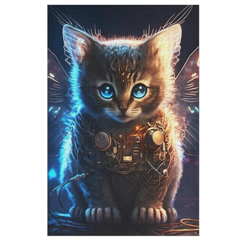 Puzzles Katze, 1000 Teile, Puzzle Aus Holz Für Erwachsene Und Kinder Ab 12 Jahren, Lernspielzeug （78×53cm） von DDGAAGG