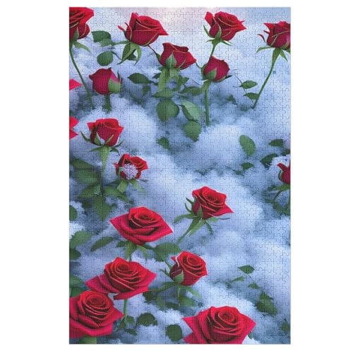 Rose Holzpuzzle 1000 Teile Klassische Puzzles Erwachsene Kinder Puzzle DIY Kit Holzspielzeug Einzigartiges Geschenk 1000 PCS von DDGAAGG