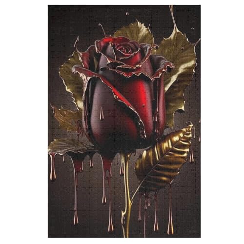 Rose Holzpuzzle Für Erwachsene Teenager Stress Abbauen Familien-Puzzlespiel Poster 1000-teiliges Puzzle Kinder Lernspiel （78×53cm） von DDGAAGG