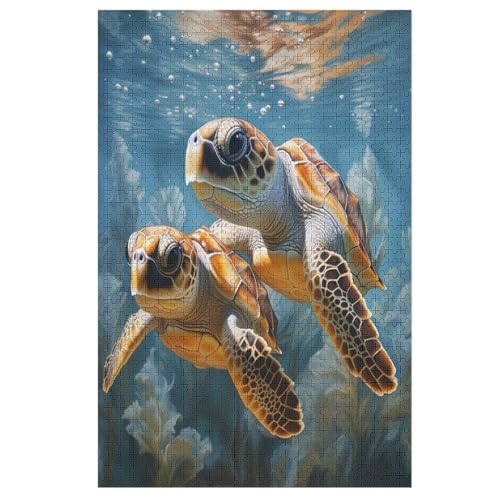 Schildkröte 1000 Teile Puzzles Für Erwachsene Holzpuzzle Familienpuzzlespiel Stressabbau-Puzzle Für Kinder Ab 12 Jahren （78×53cm） von DDGAAGG