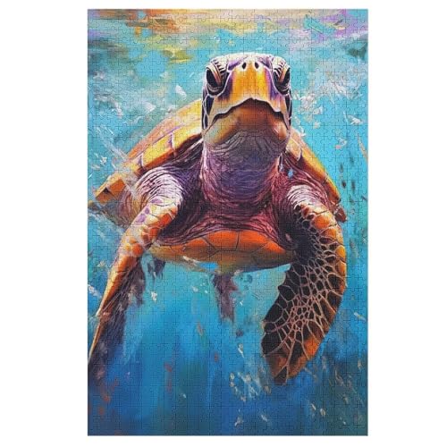 Schildkröte Holzpuzzle 1000 Teile Klassische Puzzles Erwachsene Kinder Puzzle DIY Kit Holzspielzeug Einzigartiges Geschenk （78×53cm） von DDGAAGG