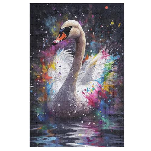 Schwan Puzzle 1000 Teile, Holzpuzzle Herausforderndes Geschicklichkeitsspiel Für Die Ganze Familie, Kinder Erwachsenenpuzzle Ab 12 Jahren （78×53cm） von DDGAAGG