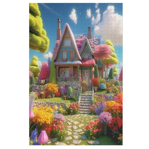 Süße Landschaft 1000 Teile Puzzles Für Erwachsene, Impossible Puzzle, Geschicklichkeitsspiel Für Die Ganze Familie, Kinder Holzpuzzle （78×53cm） von DDGAAGG