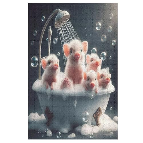 Süßes Schwein 1000 Teile Premium-Puzzles Für Erwachsene Kinder- Holzpuzzles Spaß Und Lernspiele - Perfekte Puzzle-Geschenke 1000 PCS von DDGAAGG
