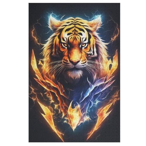 Tiger Holzpuzzle 1000 Teile Klassische Puzzles Erwachsene Kinder Puzzle DIY Kit Holzspielzeug Einzigartiges Geschenk 1000 PCS von DDGAAGG