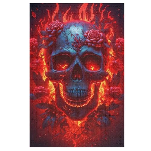 Totenkopf Holzpuzzle 1000 Teile, Knobelspiele Für Erwachsene, Teenager, Puzzles Unmögliche - Kinder Puzzle Zimmer Deko （78×53cm） von DDGAAGG