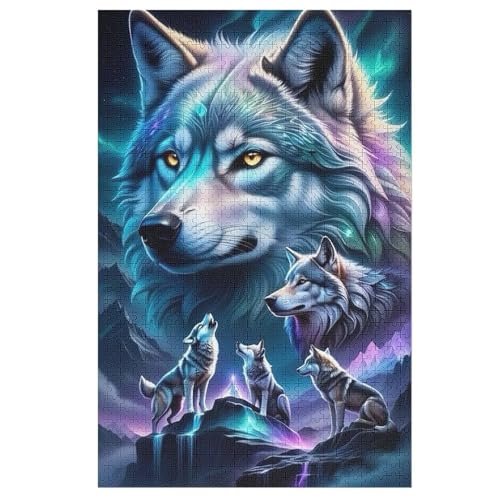 Wolf Holzpuzzle 1000 Teile Klassische Puzzles Erwachsene Kinder Puzzle DIY Kit Holzspielzeug Einzigartiges Geschenk 1000 PCS von DDGAAGG