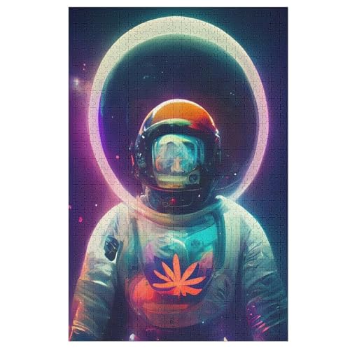 Astronaut Holzpuzzle 1000 Teile Klassische Puzzles Erwachsene Kinder Puzzle DIY Kit Holzspielzeug Einzigartiges Geschenk （78×53cm） von DDGFFDD