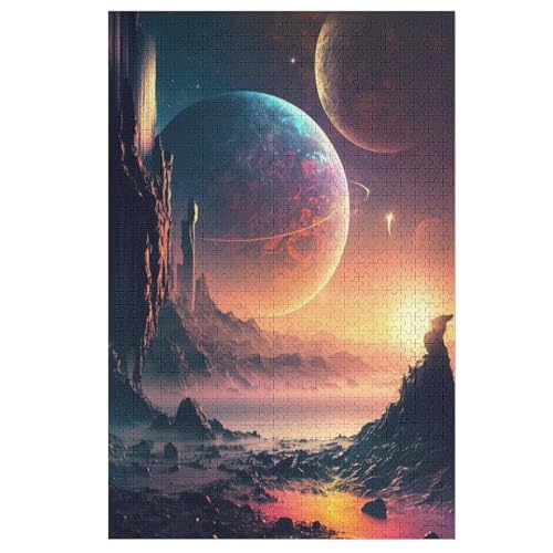 Colorful Fantasielandschaft -Puzzle, 1000 Teile,Holzpuzzle Für Erwachsene Kinder, Lustiges Spielzeug, Denkspiel, Bildungsspiel, 1000 PCS von DDGFFDD