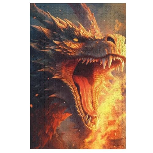 Drache Holzpuzzle 1000 Teile Klassische Puzzles Erwachsene Kinder Puzzle DIY Kit Holzspielzeug Einzigartiges Geschenk （78×53cm） von DDGFFDD
