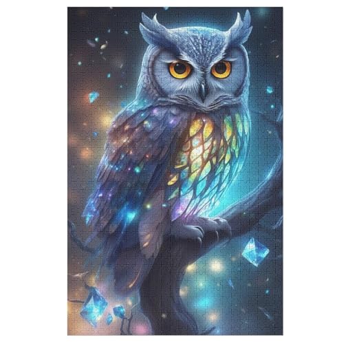 Eule Holzpuzzle 1000 Teile Klassische Puzzles Erwachsene Kinder Puzzle DIY Kit Holzspielzeug Einzigartiges Geschenk （78×53cm） von DDGFFDD