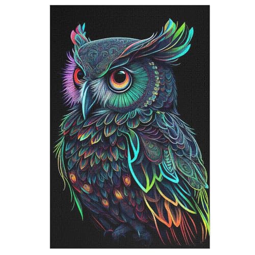 Eule Holzpuzzle 1000 Teile Klassische Puzzles Erwachsene Kinder Puzzle DIY Kit Holzspielzeug Einzigartiges Geschenk （78×53cm） von DDGFFDD