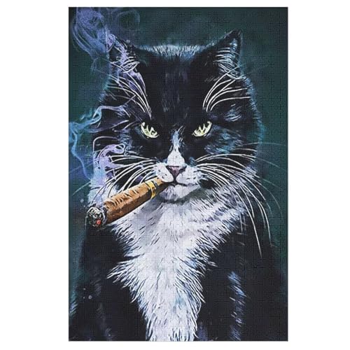 Holzpuzzle Katze Puzzle 1000 Teile Erwachsene Klassische Pädagogisches Spielzeug Kinder Lernspiel Herausforderndes Puzzles （78×53cm） von DDGFFDD