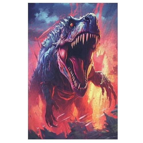 Holzpuzzles 1000 Teile Dinosaurier -Puzzle Für Jungen Und Mädchen, Schwierigkeitsgrad, Lernspiele, Familienspielzeug （78×53cm） von DDGFFDD