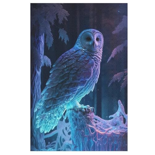 Holzpuzzles 1000 Teile Eule -Puzzle Für Jungen Und Mädchen, Schwierigkeitsgrad, Lernspiele, Familienspielzeug （78×53cm） von DDGFFDD