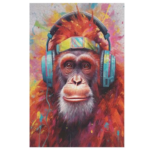 Holzpuzzles 1000 Teile Gorilla -Puzzle Für Jungen Und Mädchen, Schwierigkeitsgrad, Lernspiele, Familienspielzeug （78×53cm） von DDGFFDD