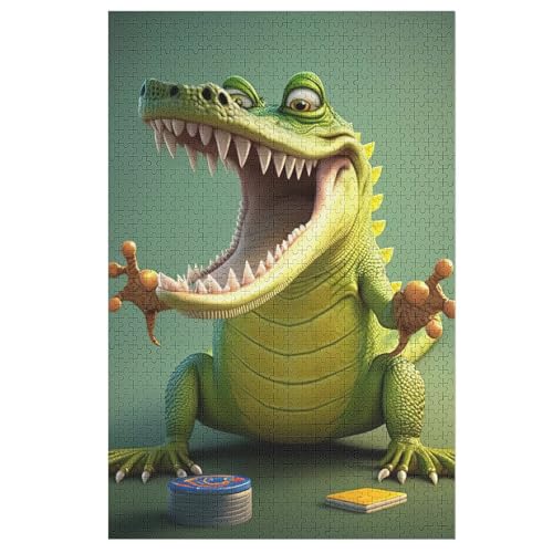 Holzpuzzles 1000 Teile Krokodil -Puzzle Für Jungen Und Mädchen, Schwierigkeitsgrad, Lernspiele, Familienspielzeug （78×53cm） von DDGFFDD